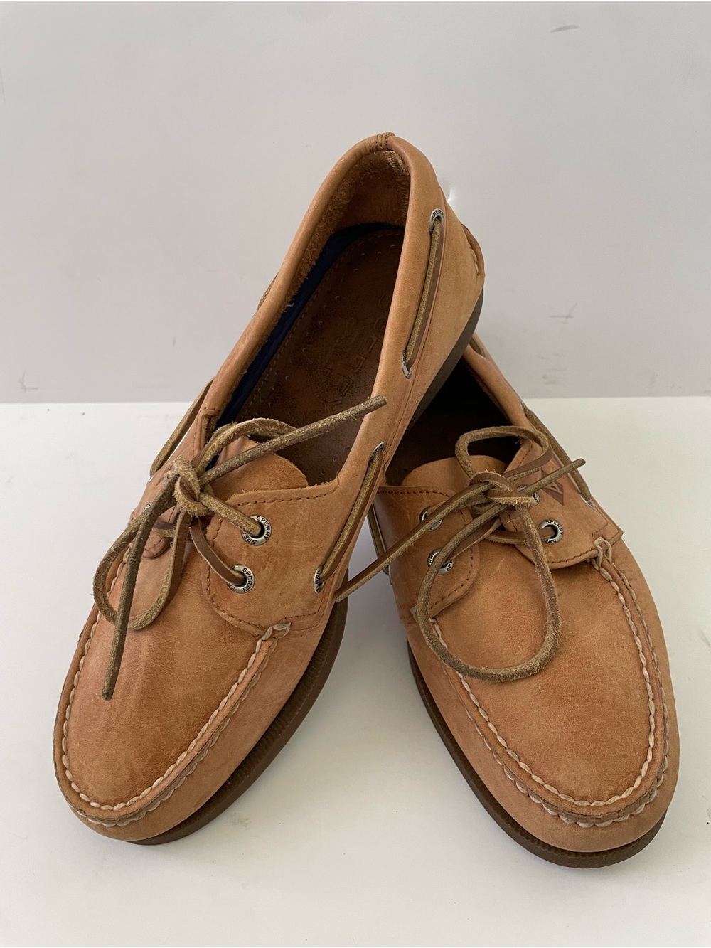 Sperry Top-Sider Men’s Brown Tan Leather Boat Shoes Lace-Up Size 8.5 M